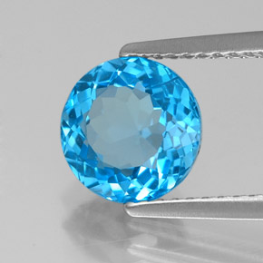 2.46캐럿 천연 스위스 블루 토파즈, 라운드 컷, 8.01 mm, VVS