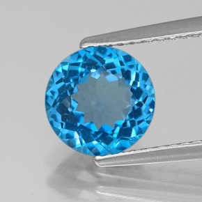 2.18캐럿 천연 스위스 블루 토파즈, 라운드 컷, 7.96 mm, VVS