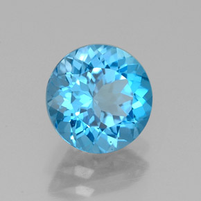 2.21캐럿 천연 스위스 블루 토파즈, 라운드 컷, 7.99 mm, VVS