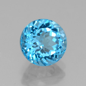2.59캐럿 천연 스위스 블루 토파즈, 라운드 컷, 8.04 mm, VVS