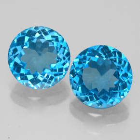 캐럿 천연 스위스 블루 토파즈 보석, 라운드 컷, 8.17 mm, VVS