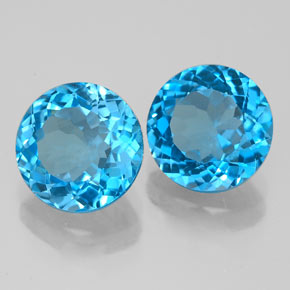 캐럿 천연 스위스 블루 토파즈 보석, 라운드 컷, 8.17 mm, VVS