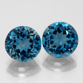 캐럿 천연 런던 블루 토파즈 보석, 라운드 컷, 7.99 mm, VVS
