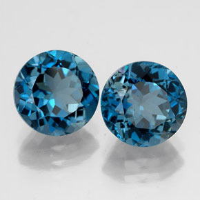캐럿 천연 런던 블루 토파즈 보석, 라운드 컷, 7.99 mm, VVS