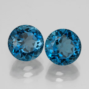 캐럿 천연 런던 블루 토파즈 보석, 라운드 컷, 7.99 mm, VVS-VS