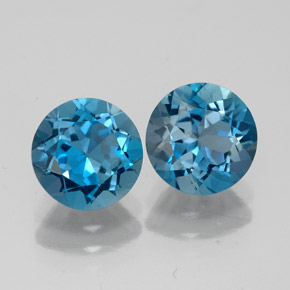 캐럿 천연 런던 블루 토파즈 보석, 라운드 컷, 7.26 mm, VVS