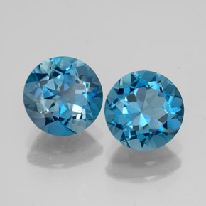 캐럿 천연 런던 블루 토파즈 보석, 라운드 컷, 7.26 mm, VVS