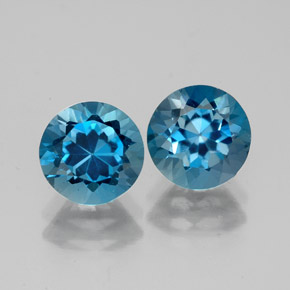 캐럿 천연 런던 블루 토파즈 보석, 라운드 컷, 7.13 mm, VVS-VS