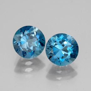 캐럿 천연 런던 블루 토파즈 보석, 라운드 컷, 7.13 mm, VVS-VS