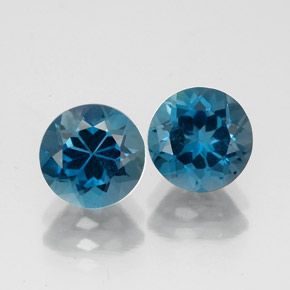 캐럿 천연 런던 블루 토파즈 보석, 라운드 컷, 7.19 mm, VVS-VS