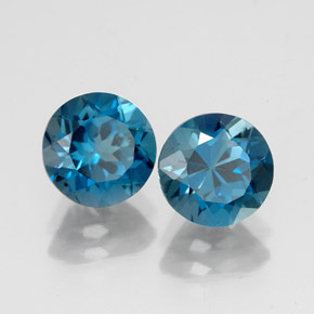 캐럿 천연 런던 블루 토파즈 보석, 라운드 컷, 7.19 mm, VVS-VS