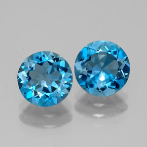 캐럿 천연 런던 블루 토파즈 보석, 라운드 컷, 7.19 mm, VVS-VS