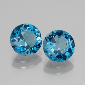 캐럿 천연 런던 블루 토파즈 보석, 라운드 컷, 7.19 mm, VVS-VS