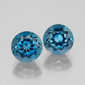 캐럿 천연 런던 블루 토파즈 보석, 라운드 컷, 7.27 mm, VVS
