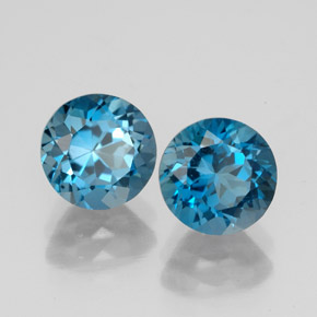 캐럿 천연 런던 블루 토파즈 보석, 라운드 컷, 7.27 mm, VVS