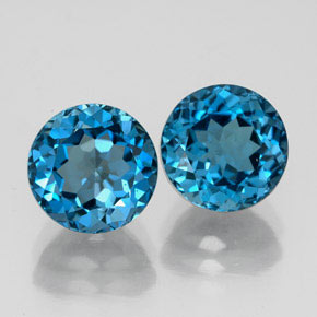 캐럿 천연 런던 블루 토파즈 보석, 라운드 컷, 8.03 mm, VVS