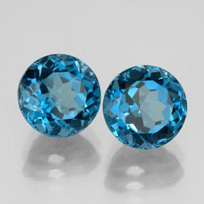 캐럿 천연 런던 블루 토파즈 보석, 라운드 컷, 8.03 mm, VVS