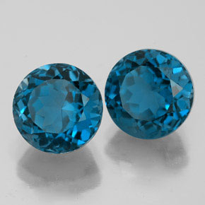 캐럿 천연 런던 블루 토파즈 보석, 라운드 컷, 8.07 mm, VVS