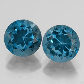 캐럿 천연 런던 블루 토파즈 보석, 라운드 컷, 7.24 mm, VVS