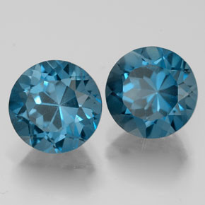 캐럿 천연 런던 블루 토파즈 보석, 라운드 컷, 7.24 mm, VVS
