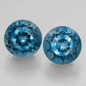 캐럿 천연 런던 블루 토파즈 보석, 라운드 컷, 7.23 mm, VVS