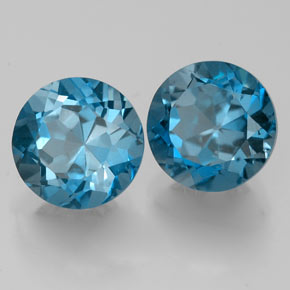 캐럿 천연 런던 블루 토파즈 보석, 라운드 컷, 7.23 mm, VVS