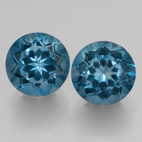 캐럿 천연 런던 블루 토파즈 보석, 라운드 컷, 7.26 mm, VVS