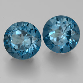캐럿 천연 런던 블루 토파즈 보석, 라운드 컷, 7.26 mm, VVS