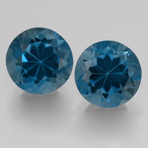 캐럿 천연 런던 블루 토파즈 보석, 라운드 컷, 7.12 mm, VVS-VS