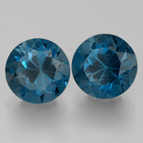 캐럿 천연 런던 블루 토파즈 보석, 라운드 컷, 7.12 mm, VVS-VS