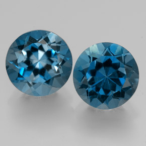 캐럿 천연 런던 블루 토파즈 보석, 라운드 컷, 7.14 mm, VVS