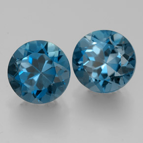 캐럿 천연 런던 블루 토파즈 보석, 라운드 컷, 7.14 mm, VVS