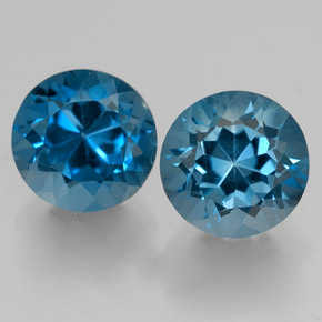 캐럿 천연 런던 블루 토파즈 보석, 라운드 컷, 7.23 mm, VVS