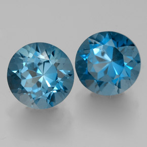 캐럿 천연 런던 블루 토파즈 보석, 라운드 컷, 7.23 mm, VVS