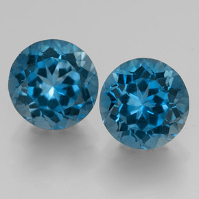 캐럿 천연 런던 블루 토파즈 보석, 라운드 컷, 7.22 mm, VVS
