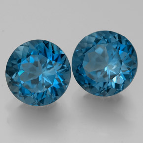 캐럿 천연 런던 블루 토파즈 보석, 라운드 컷, 7.22 mm, VVS