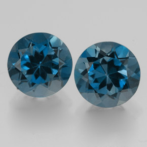 캐럿 천연 런던 블루 토파즈 보석, 라운드 컷, 7.26 mm, VVS-VS