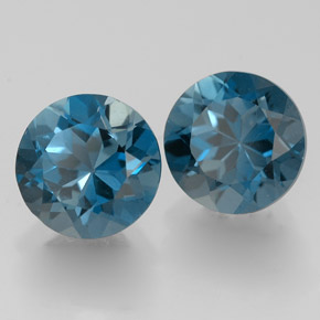 캐럿 천연 런던 블루 토파즈 보석, 라운드 컷, 7.26 mm, VVS-VS
