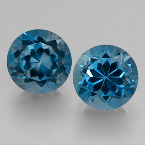 캐럿 천연 런던 블루 토파즈 보석, 라운드 컷, 7.27 mm, VVS-VS