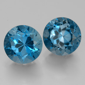 캐럿 천연 런던 블루 토파즈 보석, 라운드 컷, 7.27 mm, VVS-VS