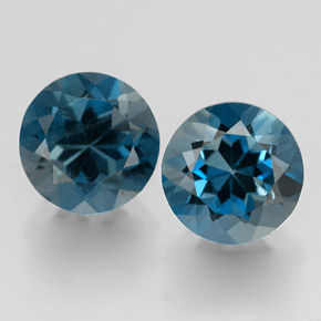 캐럿 천연 런던 블루 토파즈 보석, 라운드 컷, 7.20 mm, VVS