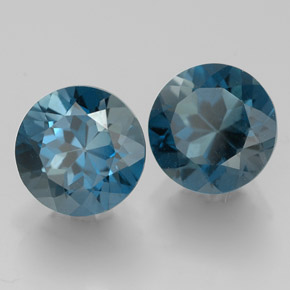캐럿 천연 런던 블루 토파즈 보석, 라운드 컷, 7.20 mm, VVS