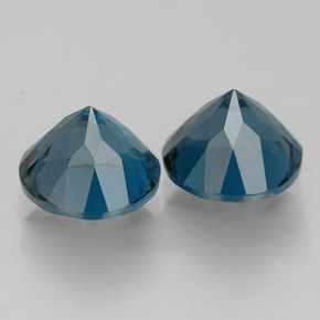캐럿 천연 런던 블루 토파즈 보석, 라운드 컷, 7.20 mm, VVS