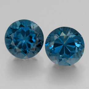 캐럿 천연 런던 블루 토파즈 보석, 라운드 컷, 7.22 mm, VVS