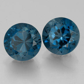 캐럿 천연 런던 블루 토파즈 보석, 라운드 컷, 7.22 mm, VVS