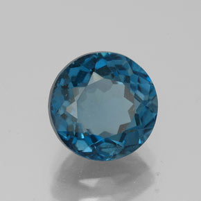 2.61캐럿 천연 런던 블루 토파즈, 라운드 컷, 8.04 mm, VS