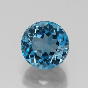 3.19캐럿 천연 런던 블루 토파즈, 라운드 컷, 8.08 mm, VVS