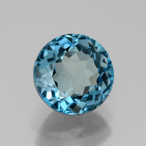 2.73캐럿 천연 런던 블루 토파즈, 라운드 컷, 8.08 mm, VVS