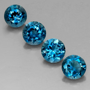 캐럿 천연 런던 블루 토파즈 보석, 라운드 컷, 7.22 mm, VVS