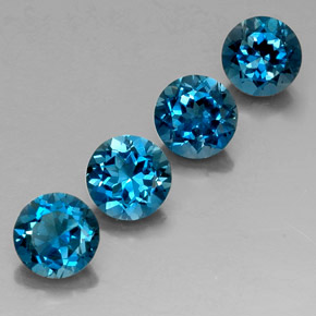 캐럿 천연 런던 블루 토파즈 보석, 라운드 컷, 7.22 mm, VVS